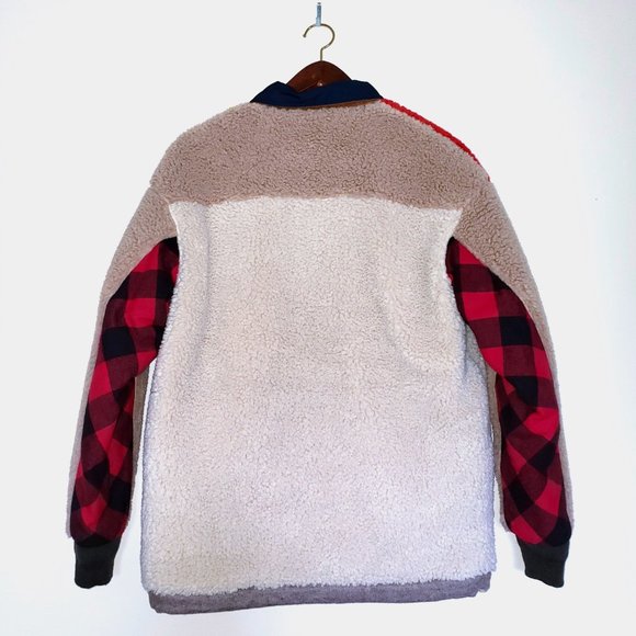 AlphaStyle Global Reversible Unisex Sherpa Coat - Picture 3 of 16